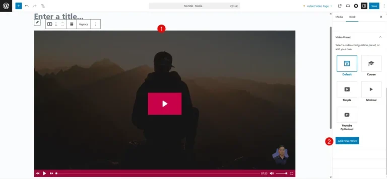 Interface for adding a new YouTube video source inside the Presto Player WordPress plugin.